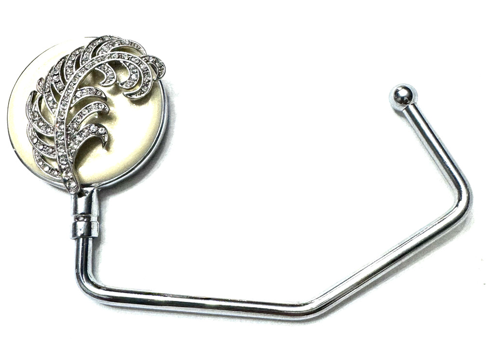 SPRING STREET SWAROVSKI CRYSTAL HANDBAG HOLDER BAG HOOK WHITE SILVER